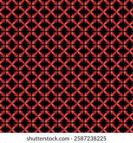 Geometric Floral Pattern in Red and Black