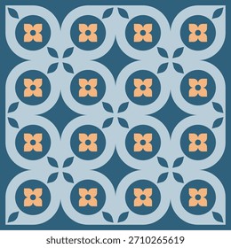 Geometric Floral Pattern with Retro Circle Design