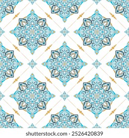 Padrão floral geométrico. Plano de fundo de vetor contínuo. Ornamento colorido. Ornamento para tecido, papel de parede, embalagem, impressão decorativa.
