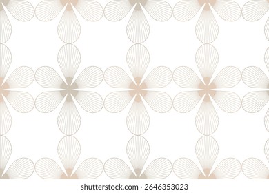 Geometric floral pattern with thin lines and soft neutral colors