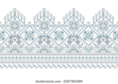 Geometric floral pattern traditional,geometric oriental pattern on white background,vector illustration,geometric ethnic embroidery,abstract background.design for texture,fabric,clothing,decoration