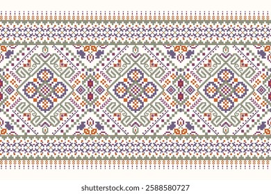 Geometric floral pattern traditional,geometric oriental pattern on white background,vector illustration,geometric ethnic embroidery,abstract background.design for texture,fabric,clothing,decoration