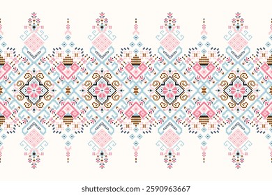 Geometric floral pattern traditional,geometric oriental pattern background,vector illustration,geometric ethnic embroidery,abstract background.design for texture,fabric,clothing,decoration,print,rug