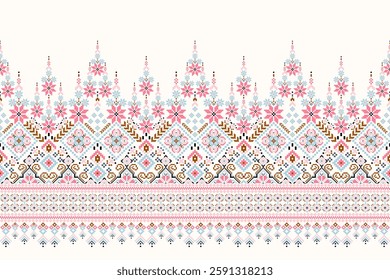 Geometric floral pattern traditional,geometric oriental pattern background,vector illustration,geometric ethnic embroidery,abstract background.design for texture,fabric,clothing,decoration,print,rug