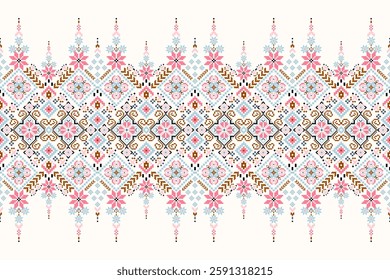 Geometric floral pattern traditional,geometric oriental pattern background,vector illustration,geometric ethnic embroidery,abstract background.design for texture,fabric,clothing,decoration,print,rug