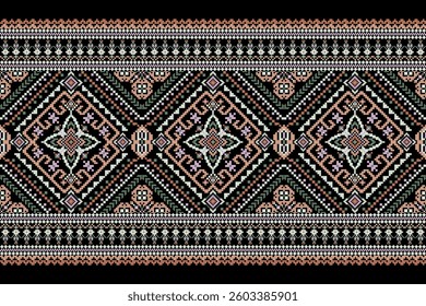 Geometric floral pattern traditional,geometric oriental pattern background,vector illustration,geometric ethnic embroidery,abstract background.design for texture,fabric,clothing,decoration,print,rug.