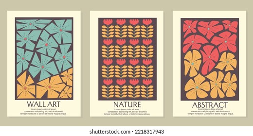 geometric floral pattern wall art design. modern retro abstract style cover template.design for cover,decoration,poster,wallpaper,books