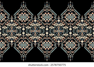 Geometric floral pattern,geometric ethnic pattern,geometric oriental pattern traditional,Aztec style,abstract background,vector illustration.design for texture,fabric,clothing,decoration,sarong,print.