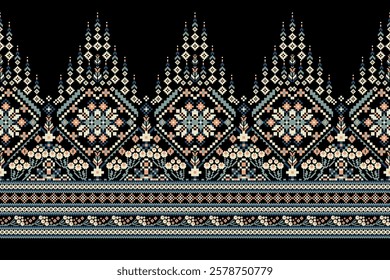 Geometric floral pattern,geometric ethnic pattern,geometric oriental pattern traditional,Aztec style,abstract background,vector illustration.design for texture,fabric,clothing,decoration,sarong,print.