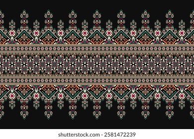 Geometric floral pattern,geometric ethnic pattern,geometric oriental pattern traditional,Aztec style,abstract background,vector illustration.design for texture,fabric,clothing,decoration,sarong,print.