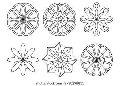 Patrones florales geométricos simétricos circulares