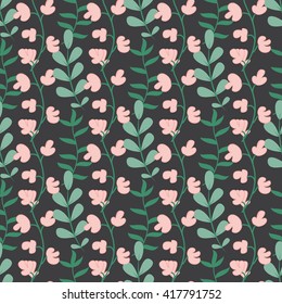 Geometric floral seamless pattern. Background of branches and blossom cherry branches. Botanical patter vector. Natural seamless texture for design, backdrop, wallpaper, textile, etc.