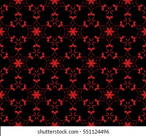 geometric floral seamless pattern background. Luxury texture for wallpaper, invitation. Vector illustration. black, red color.