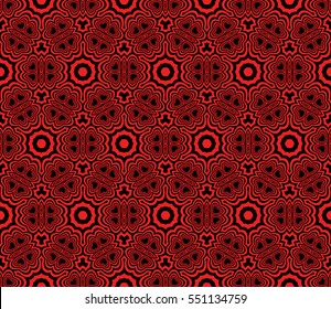 geometric floral seamless pattern background. Luxury texture for wallpaper, invitation. Vector illustration. black, red color.