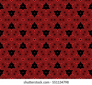 geometric floral seamless pattern background. Luxury texture for wallpaper, invitation. Vector illustration. black, red color.