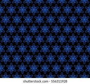 geometric floral seamless pattern background. Luxury texture for wallpaper, invitation. Vector illustration. black, blue color.