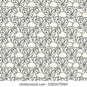 Patrón floral geométrico sin soldadura. Dibujo de contorno