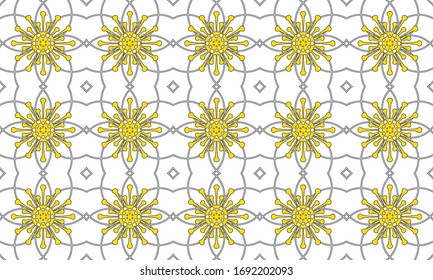 Geometric Floral seamless pattern, flower background. Outline flowers vector illustration