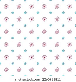 geometric floral seamless pattern. pink and cyan ornament on white backgroud for fabric, wallpaper, packaging, Decorative print. Vintage kitchen background.