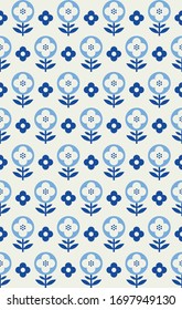 Geometric floral seamless pattern. Scandinavian style. Vector illustration.