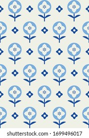 Geometric floral seamless pattern. Scandinavian style. Vector illustration.