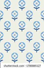 Geometric floral seamless pattern. Scandinavian style. Vector illustration.