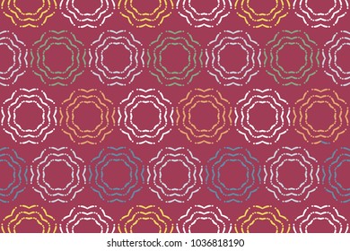 Geometric floral seamless pattern. Trendy design in vintage style. Endless texture for wrapping, textiles, paper, wallpaper, ribbon, tape.