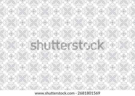 Geometric floral seamless patterns. grey and white vector backgrounds. Simple illustrations