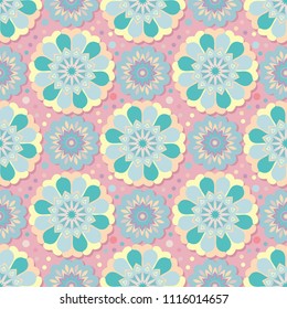 Geometric floral seamless pattern-vector illustration. Delicate romantic floral print.
