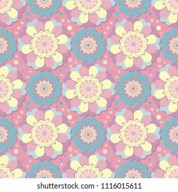 Geometric floral seamless pattern-vector illustration. Delicate romantic floral print.