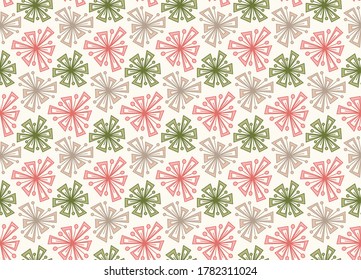 Geometric floral seamless vector pattern, Flowers and leaves botanical garden background texture.