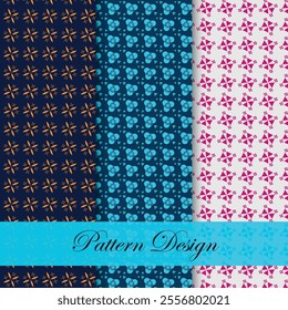 Geometric floral set of seamless patterns. Pattern vector backgrounds. 