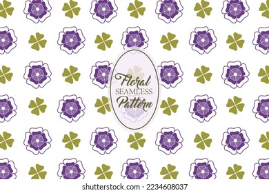 Geometric floral shape purple vector abstract repeat pattern