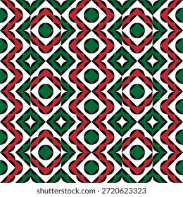 Forma floral geométrica padrão repetido com combinação de cor de Natal