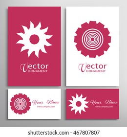 Geometric floral spiral elements vector ornaments collection. Business cards set. Different sing symbols icons for logo label design, isolated on white abstract geometric shapes.
