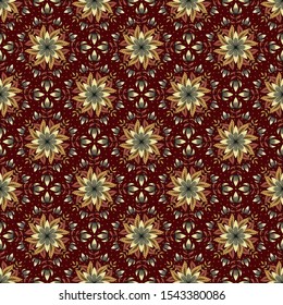 Geometric floral tile pattern, seamless vector repeat, moroccan tile design