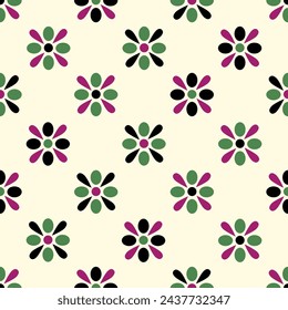 Geometric floral tile seamless pattern