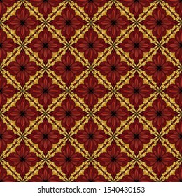 Geometric floral tile seamless vector pattern
