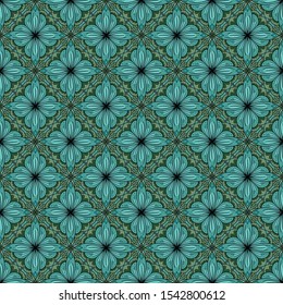 Geometric floral tile seamless vector pattern