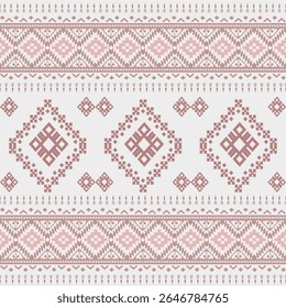 Geometrisches florales Tribal-Rahmenmuster mit Ober- und Unterrand - Nahtloses Design