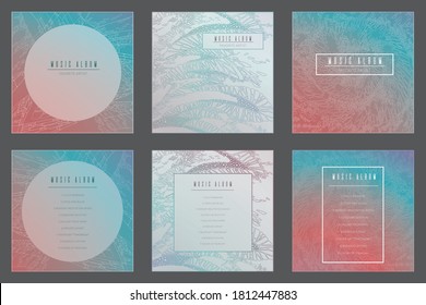 Geometric floral vector cover design for music album. Cover for CD, virtual album, music project. Abstract modern vector background. Graphic for musical release.