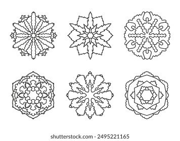 Geometric Floral Vector Designs for Bold and Easy Coloring Pages