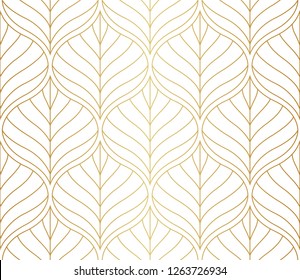 Geometric floral vector seamless pattern. Abstract vector texture. Art Deco Leaves background.