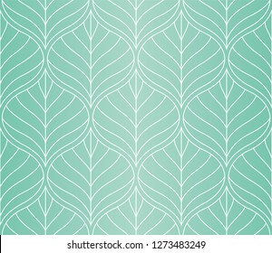 Geometric floral vector seamless pattern. Abstract vector texture. Art Deco Leaves background.