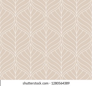 Geometric floral vector seamless pattern. Abstract vector texture. Art Deco Leaves background.