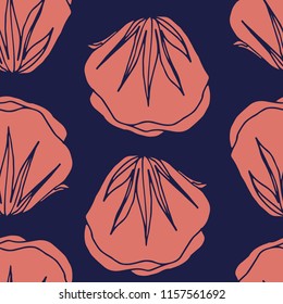 geometric floral vector seamless repeat coordinate pattern in blue and peach 