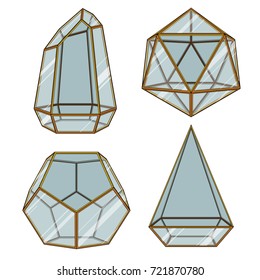 Geometric florarium / terrarium. Vector set
