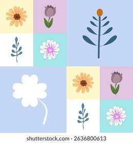 Geometric flower abstract flat scandinavian pattern.Seamless Flower Pattern