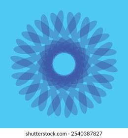 Geometric flower blue background template