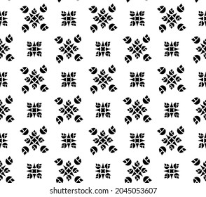 Las flores geométricas crean un patrón interminable de alineación. Textura blanca y negra perfecta para aplicación en papel pintado, estampado de tela, moda, fondo, etc. Ilusión cuadrada.